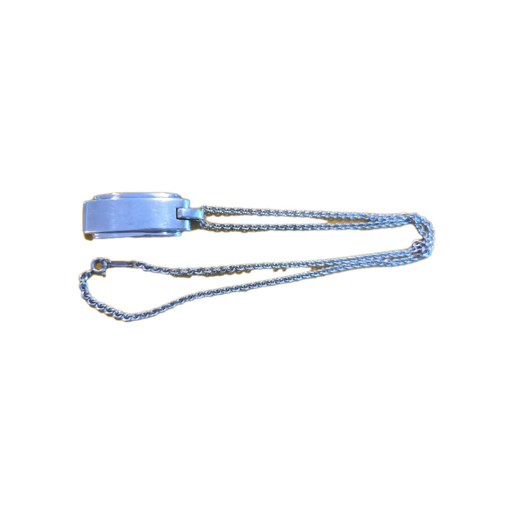 Tiffany & Co Men Sterling Silver Bar Dog Tag Bead Chain Necklace