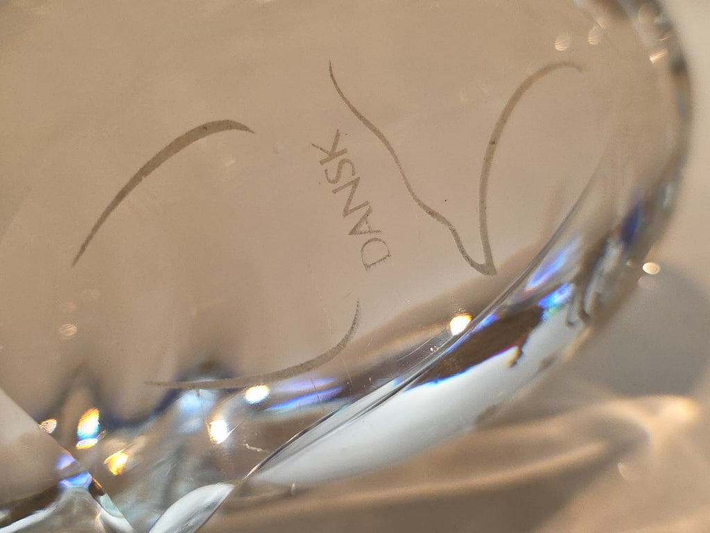 Vintage Signed Dansk Full Lead Crystal Walrus Paperweight Sculpture