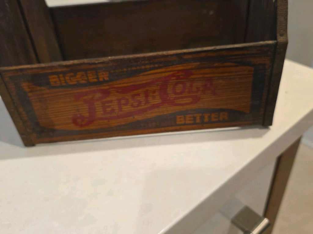 Early Pepsi Cola Wooden Soda Bottle Carrier - Great Graphics!