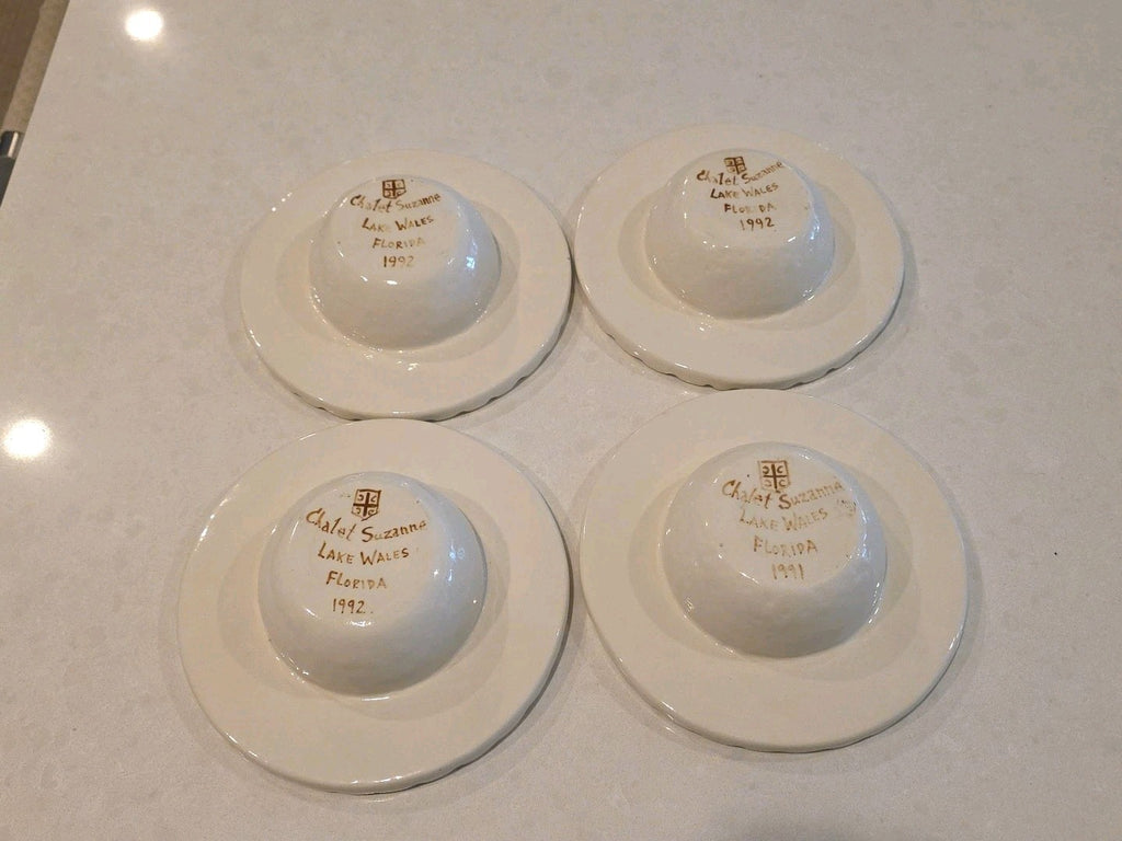 Vtg 4 Chalet Suzanne Restaurant Lake Wales Florida Art Pottery Soup Bowl 1992
