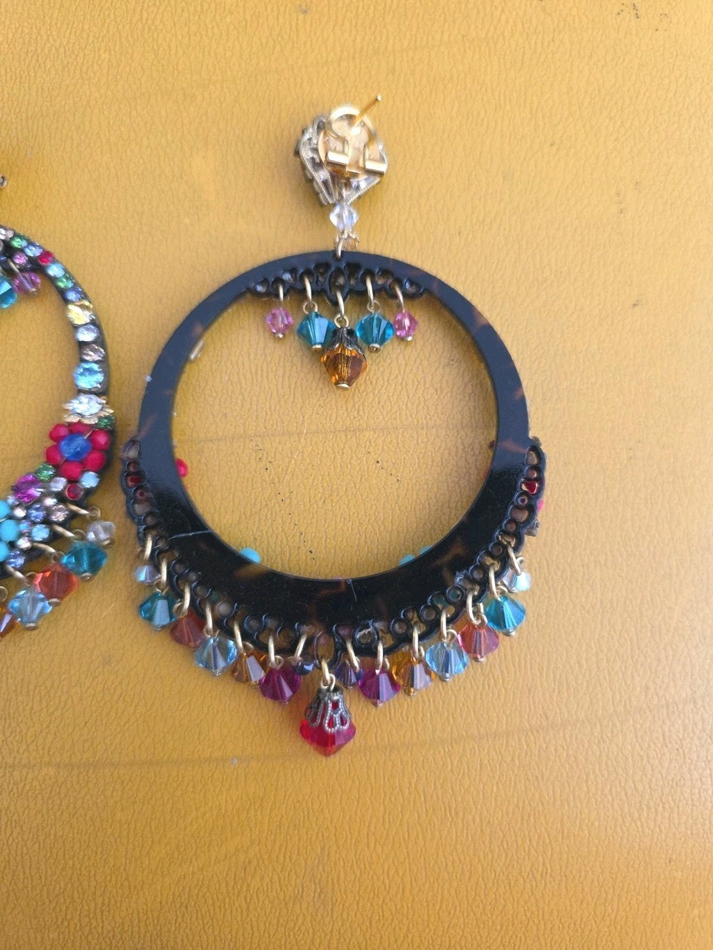 DUBLOS Chandelier Earrings Flamenco Style Crystals Crystal Beads 3.5” L