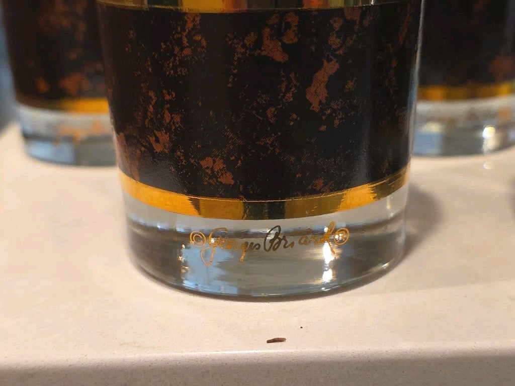 Georges Briard MCM Marbled Tortoise Highball Glasses Set of 6 22K