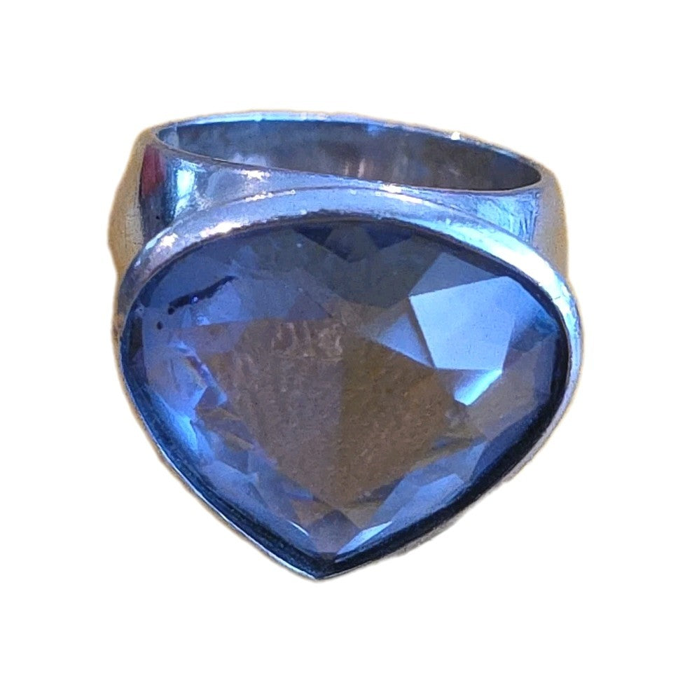 HUGE VINTAGE SWAROVSKI PURPLE LILAC PERIWINKLE WIDE RING 925 STERLING HALLMARKED