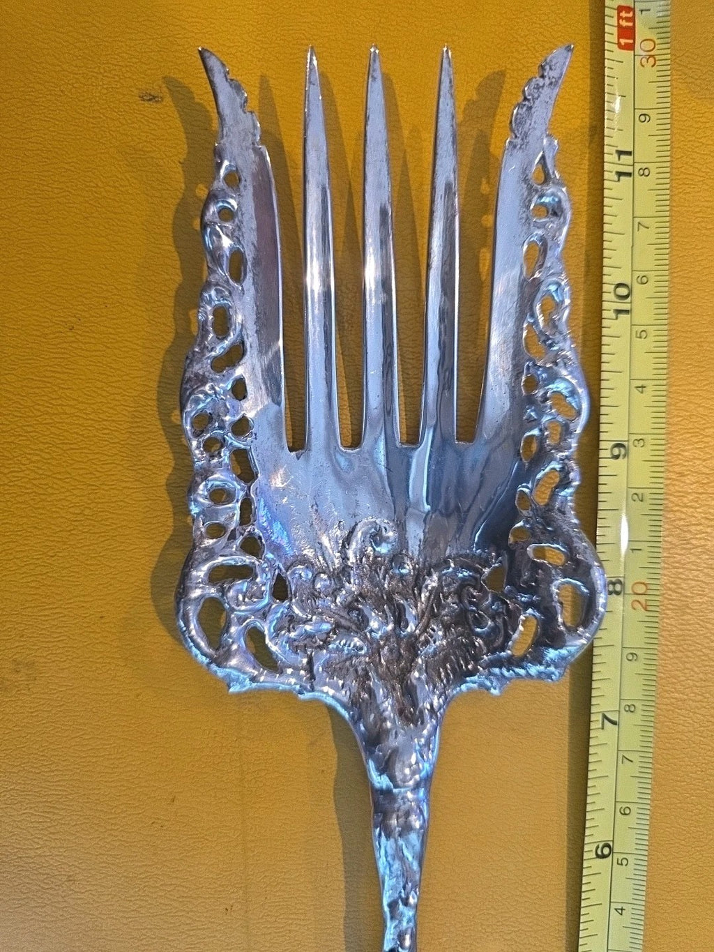 Bridal Rose by Alvin Sterling Silver Fish Serving Fork Pierced 10 1/2" Vintage