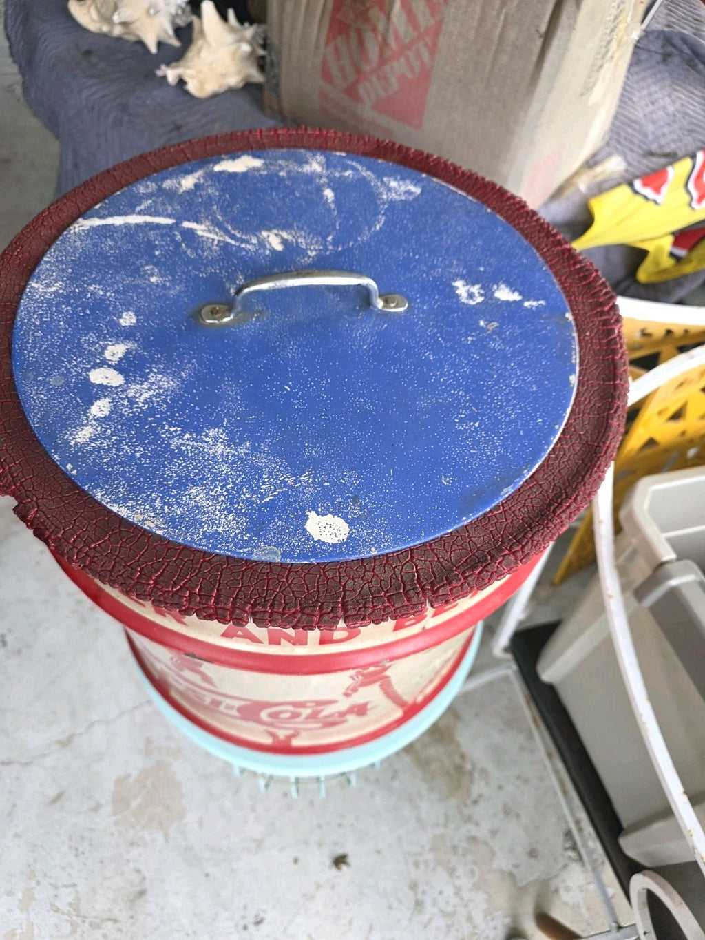 Antique 1940s Pepsi Cola Double Dot  Metal Syrup Drum w/ Lid