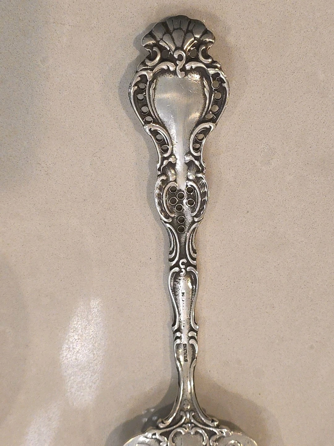 Regent by Durgin Sterling Silver Salad Serving Fork Pierced 9 1/2"