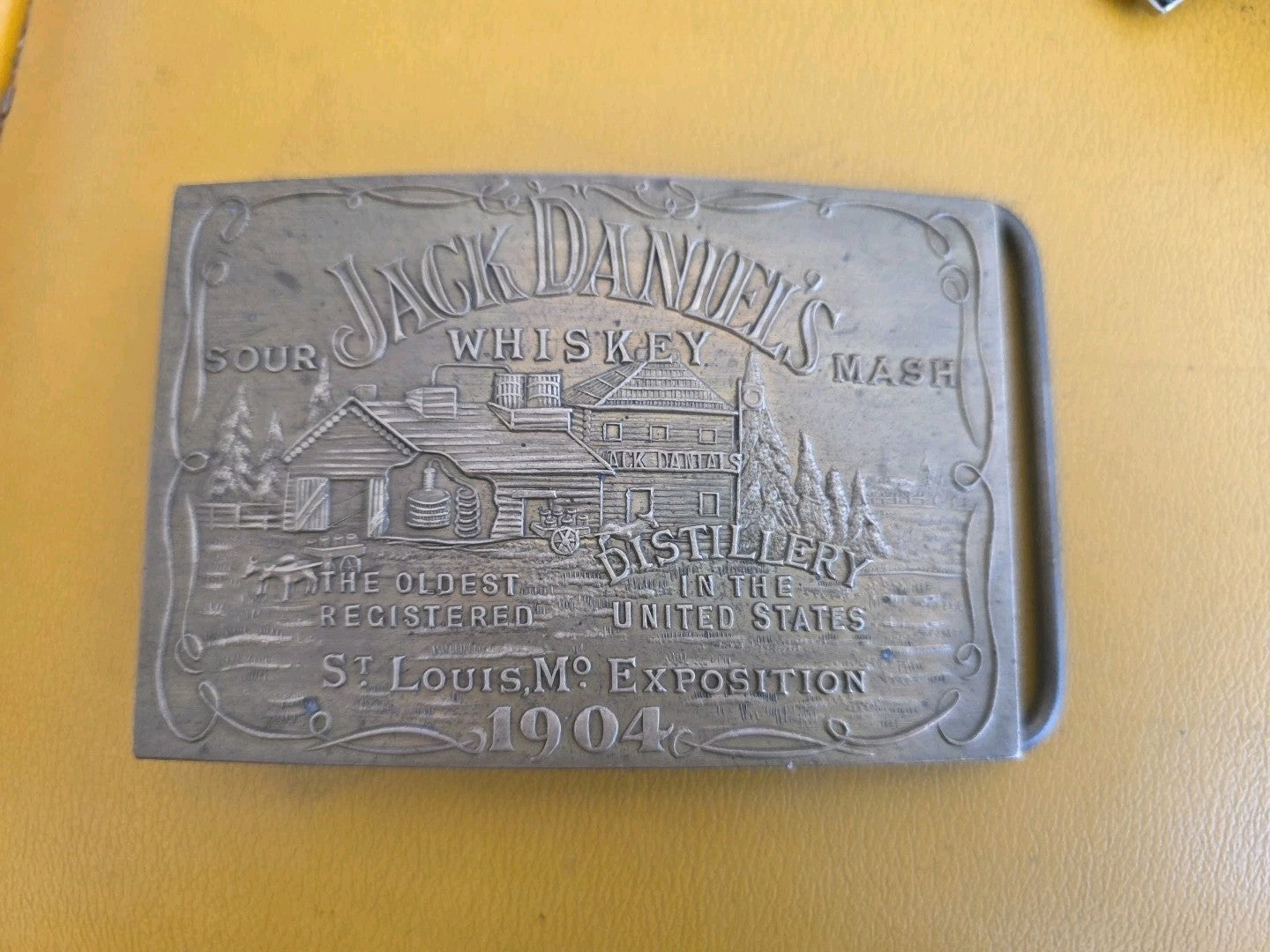 Vintage Belt Buckle 1980's Sour Mash Distillery Jack Daniels Whiskey