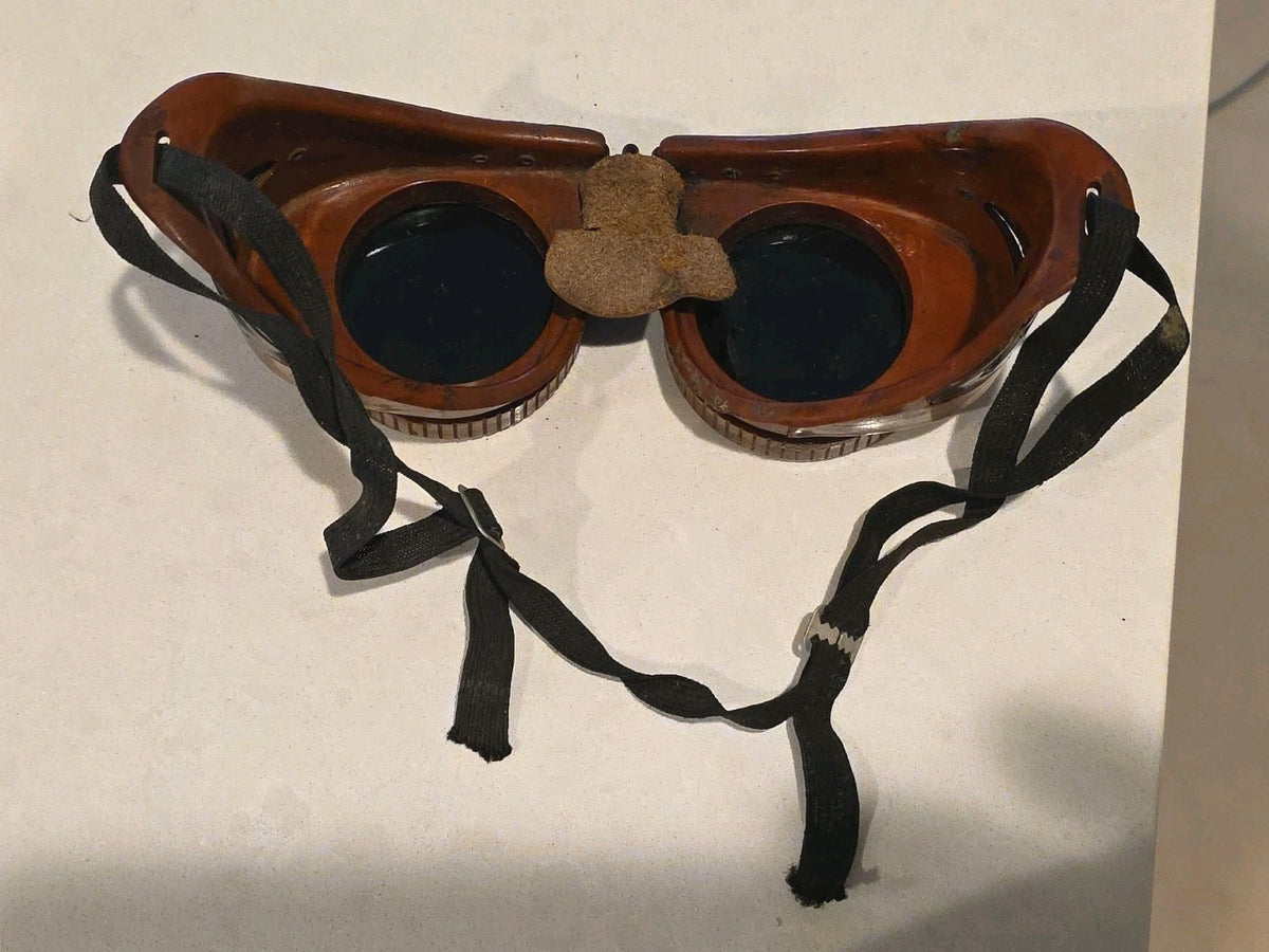 Vintage Jackson Products Burgundy Bakelite Welding Steampunk Original Goggles