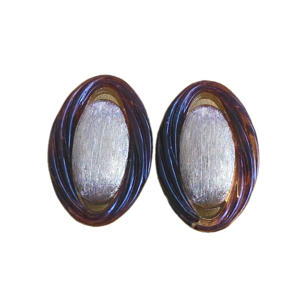 Christian Dior Vintage 1980s Logo Long Oval Hoop Statement Drop Clip, Earrings