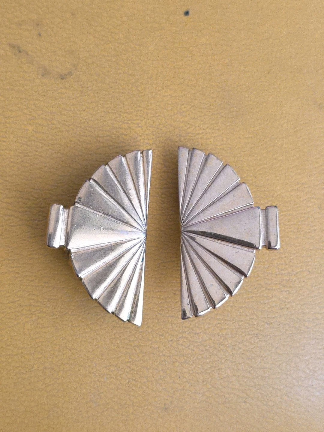 Vintage KARL LAGERFELD Iconic Gold Fan EARRINGS Clip-On Style