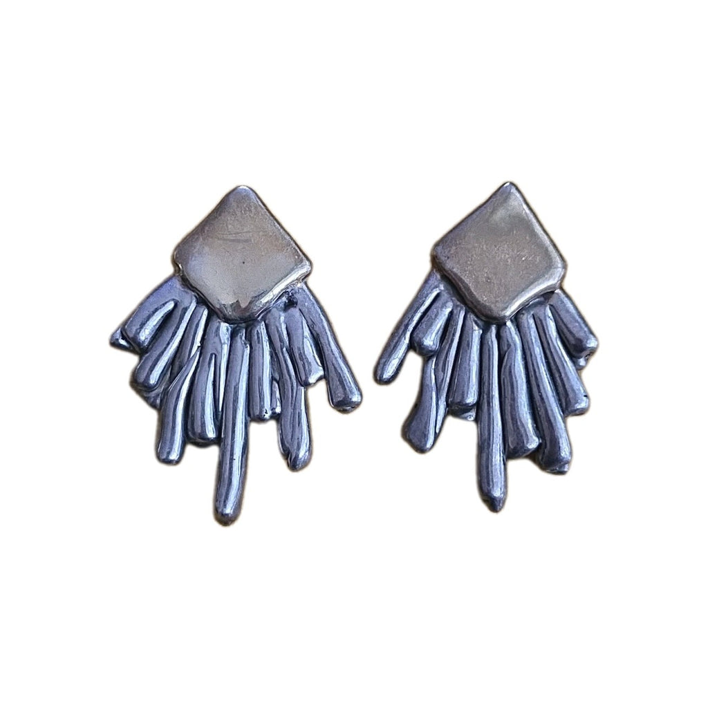 Rare Modernist/ Brutalist David Arsano-Sterling Silver Earrings Set