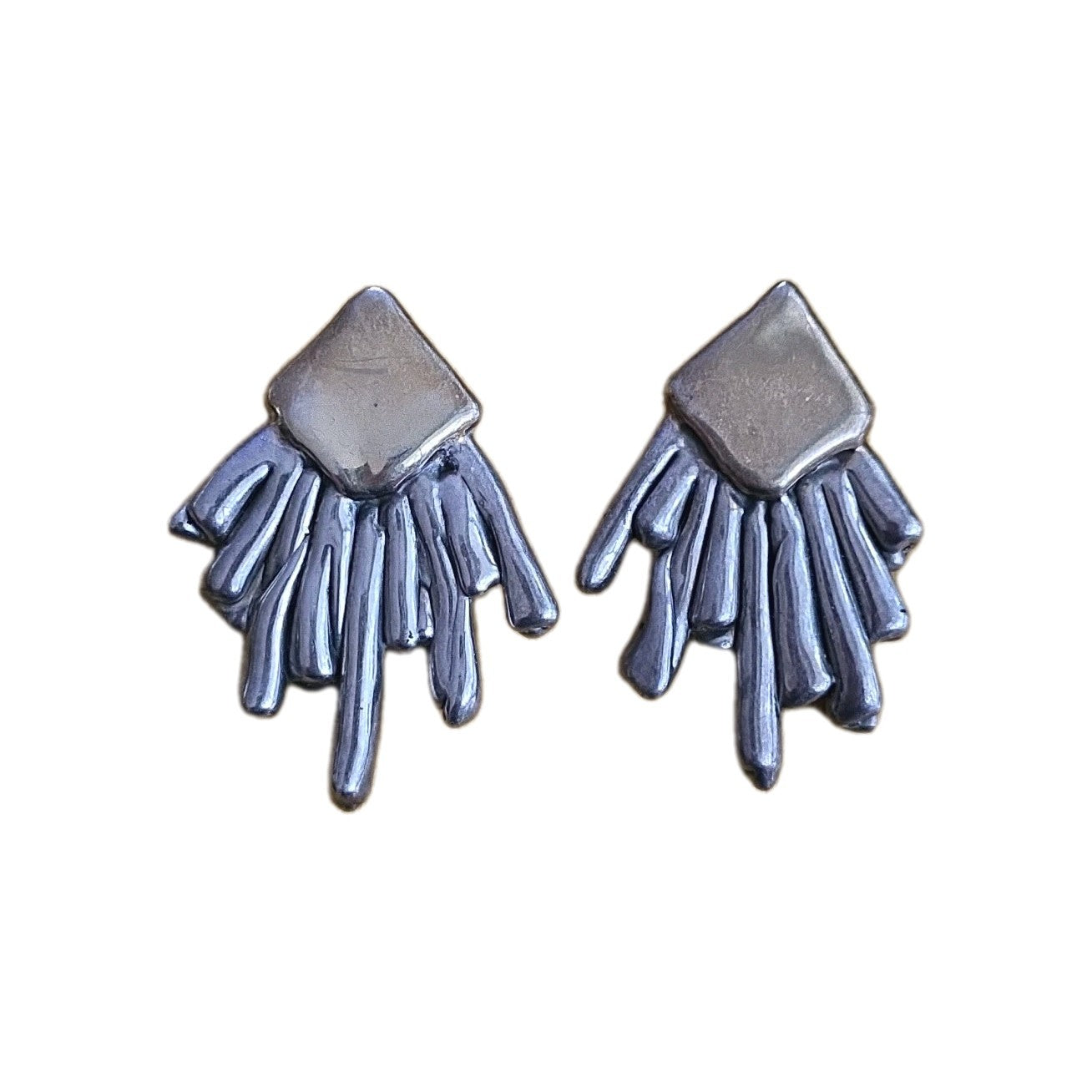 Rare Modernist/ Brutalist David Arsano-Sterling Silver Earrings Set