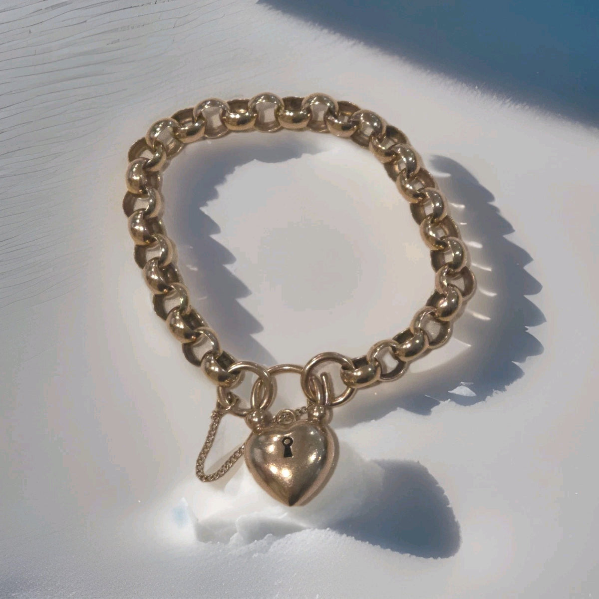 Vintage Victorian Era Rose Gold Heart Chunky Bracelet 9ct