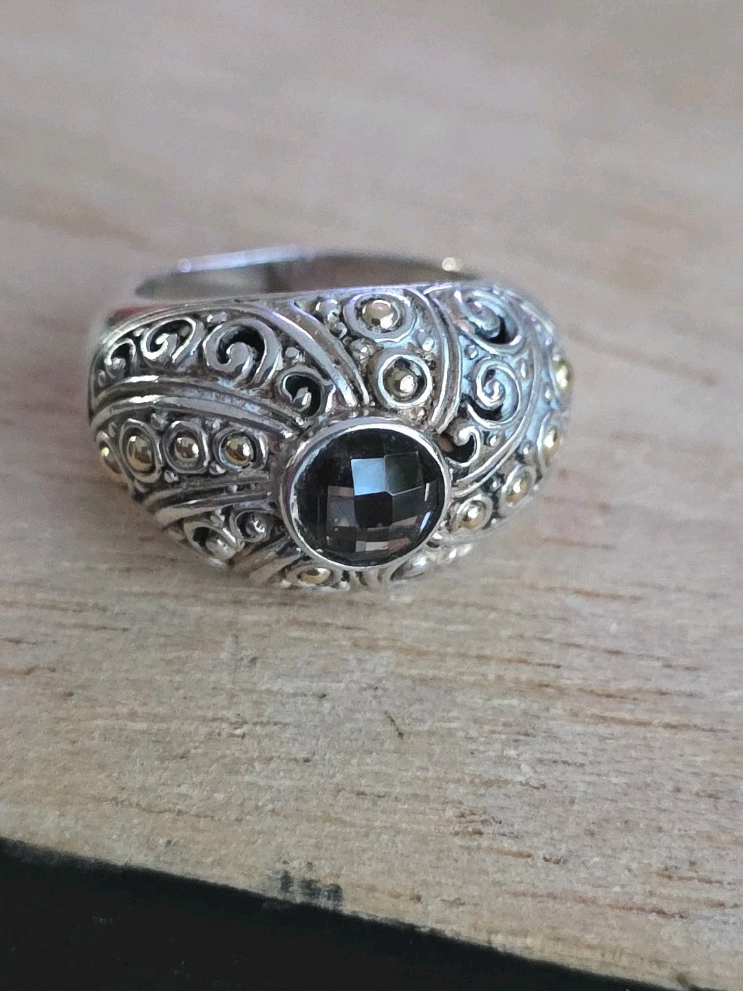 *Samuel B Behnam BJC Sterling 925 Silver 18k GOLD Blue Stone Ring Size 7