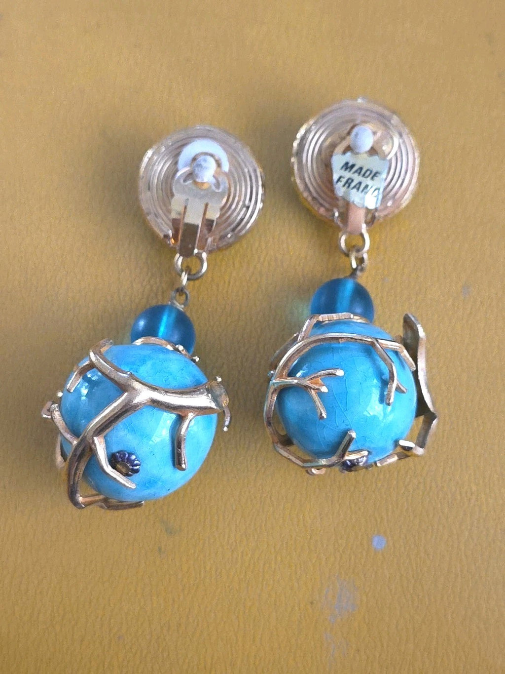 Philippe Ferrandis French Gold Plated TREE BRANCH Chandelier Earrings
