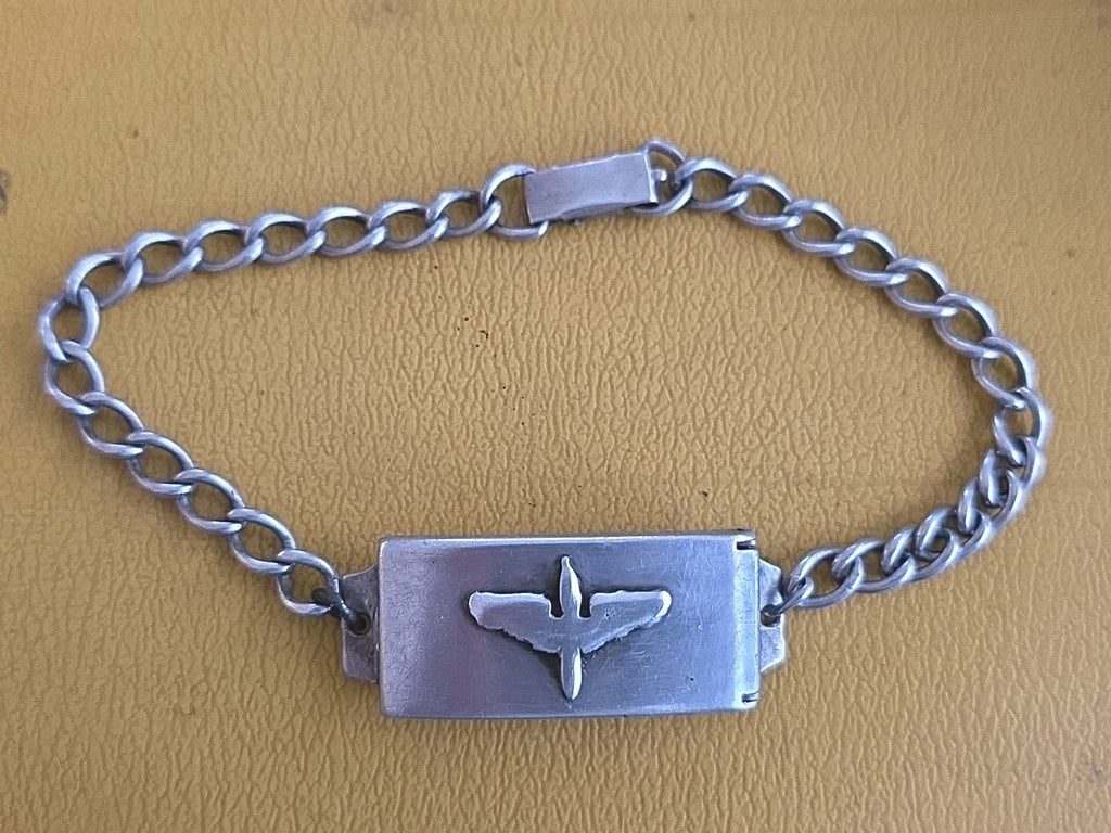 Vintage Sterling Silver 925 United States Air Force Logo Emblem ID Bracelet 8"