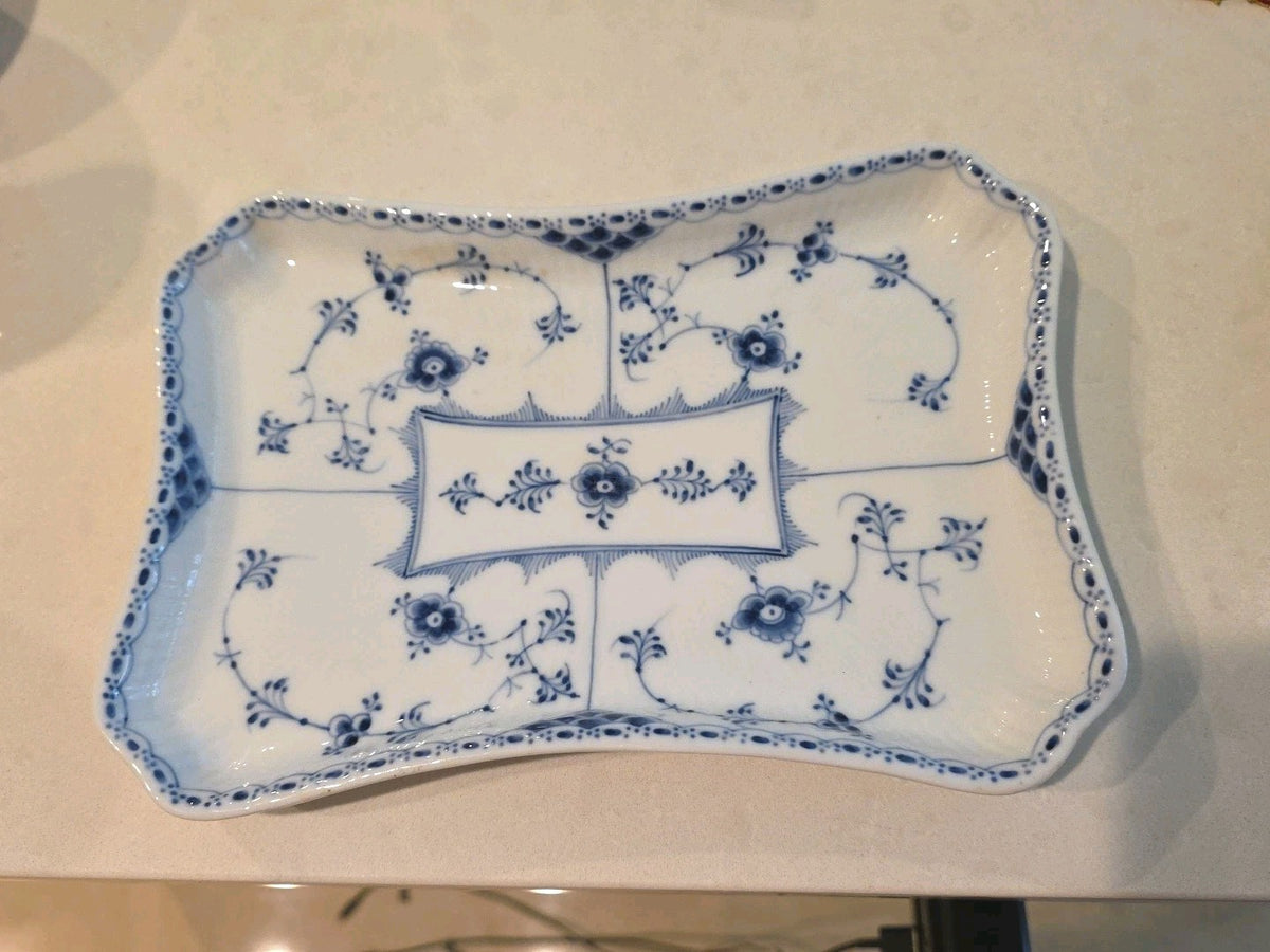 Royal Copenhagen Blue Fluted Half Lace Rectangular Tray Platter 716D  9 1/2"