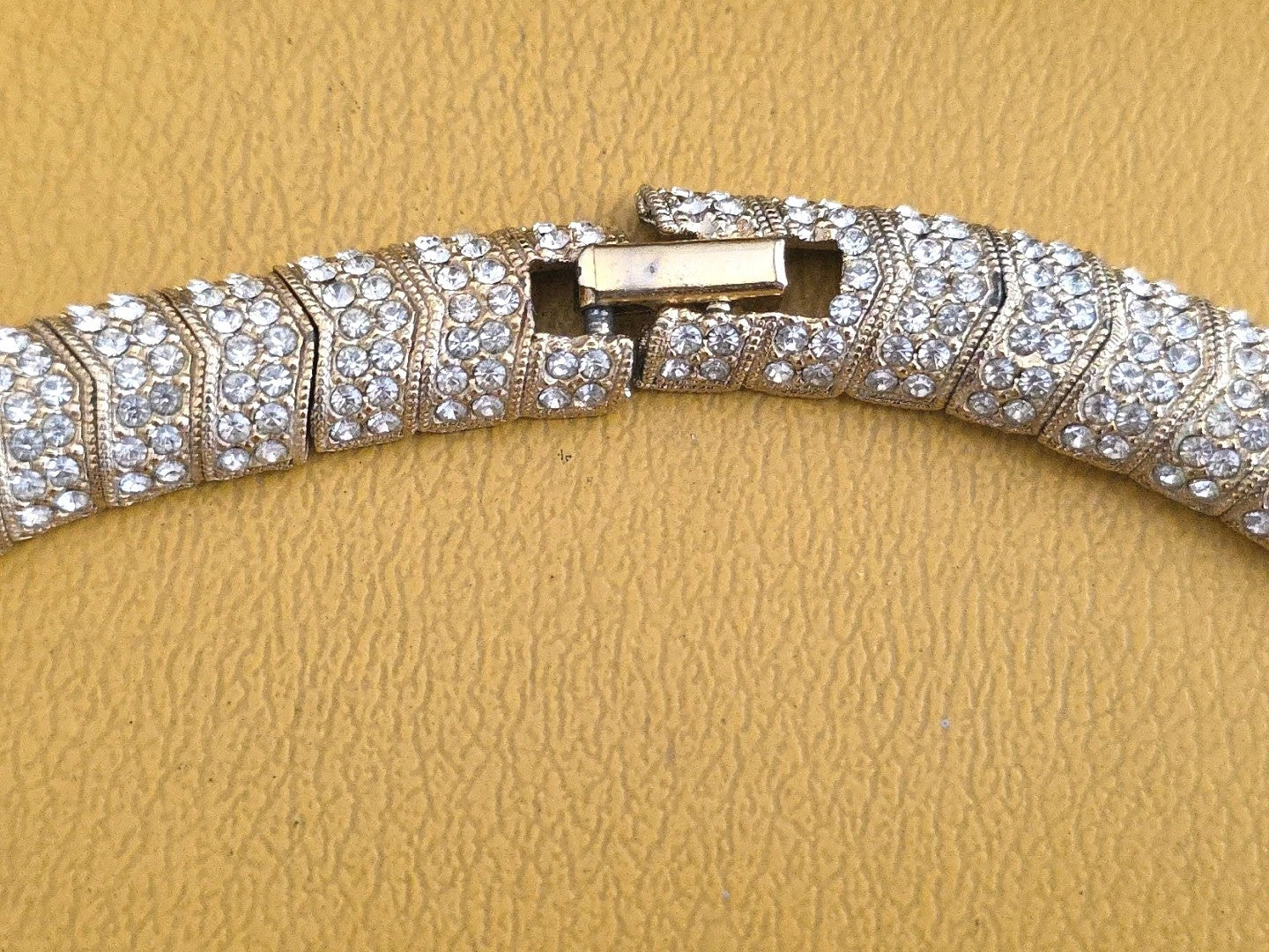 Vintage Clear Crystal Rhinestone 7 Row Tennis Choker Necklace