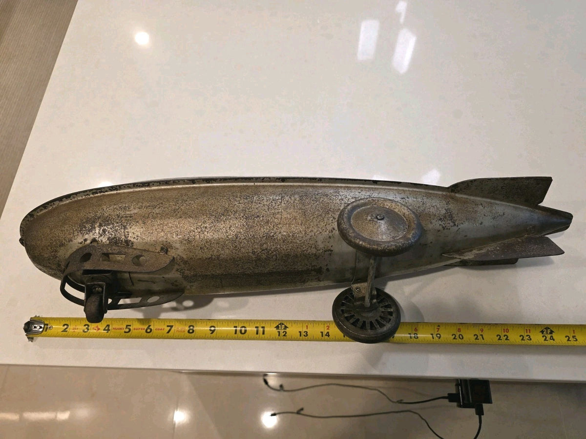 RARE 1930 Steelcraft  Graf Zeppelin Blimp Airship Pressed Steel Pull Toy