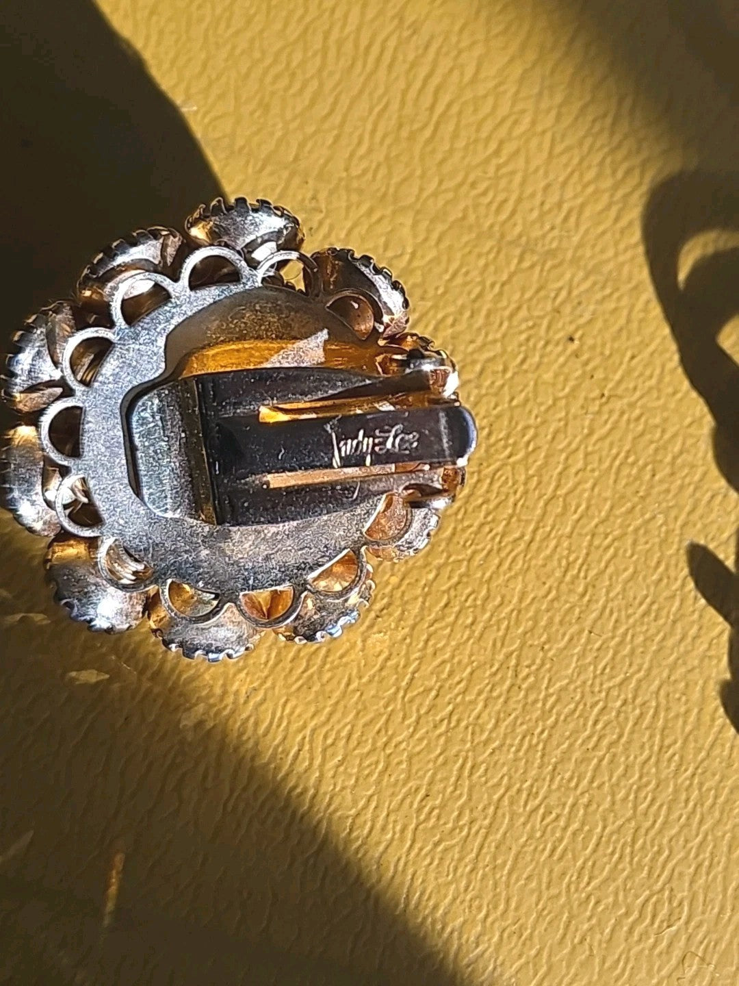 Estate Find Signed JUDY LEE Clipon Earrings  Citrine Color Rhinestones