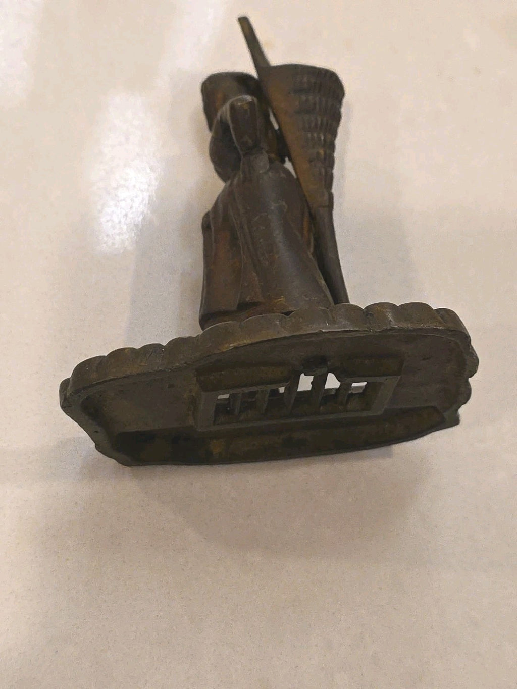 Vintage Figure Brass Metal Lady 3 1/2 inch Ring or Coin Holder Figurine