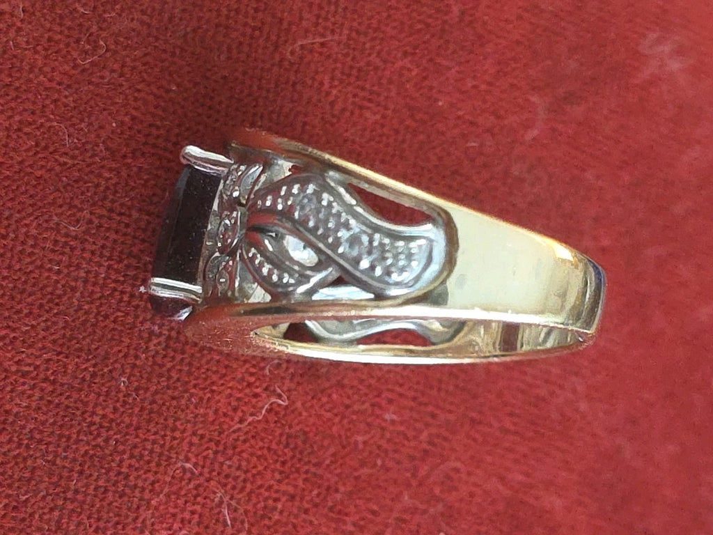 Rubellite Tourmaline 14k Yellow Gold Estate Ring with Diamonds In White Gold