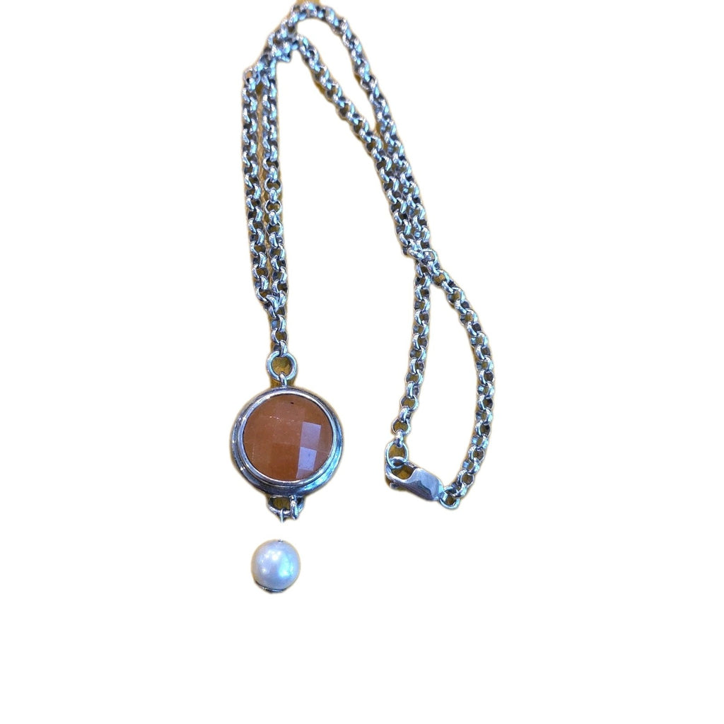 ELLE 925 Sterling Silver Pendant Necklace w Quartz / MOP / Ruby 12.1 grams