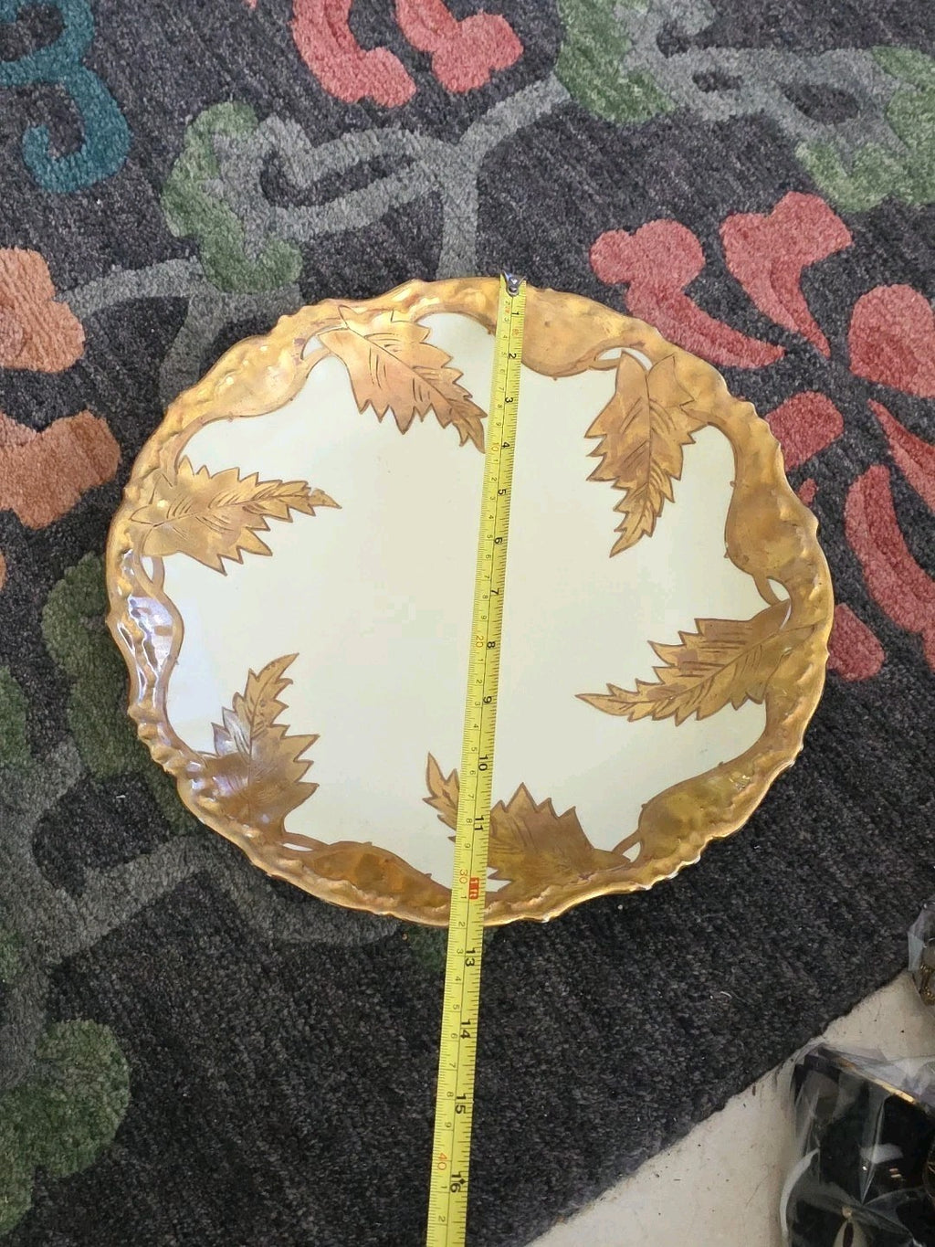 19th Century Elite Works Limoges France 12" Hand Decorated Platter w/ Heavy Gold