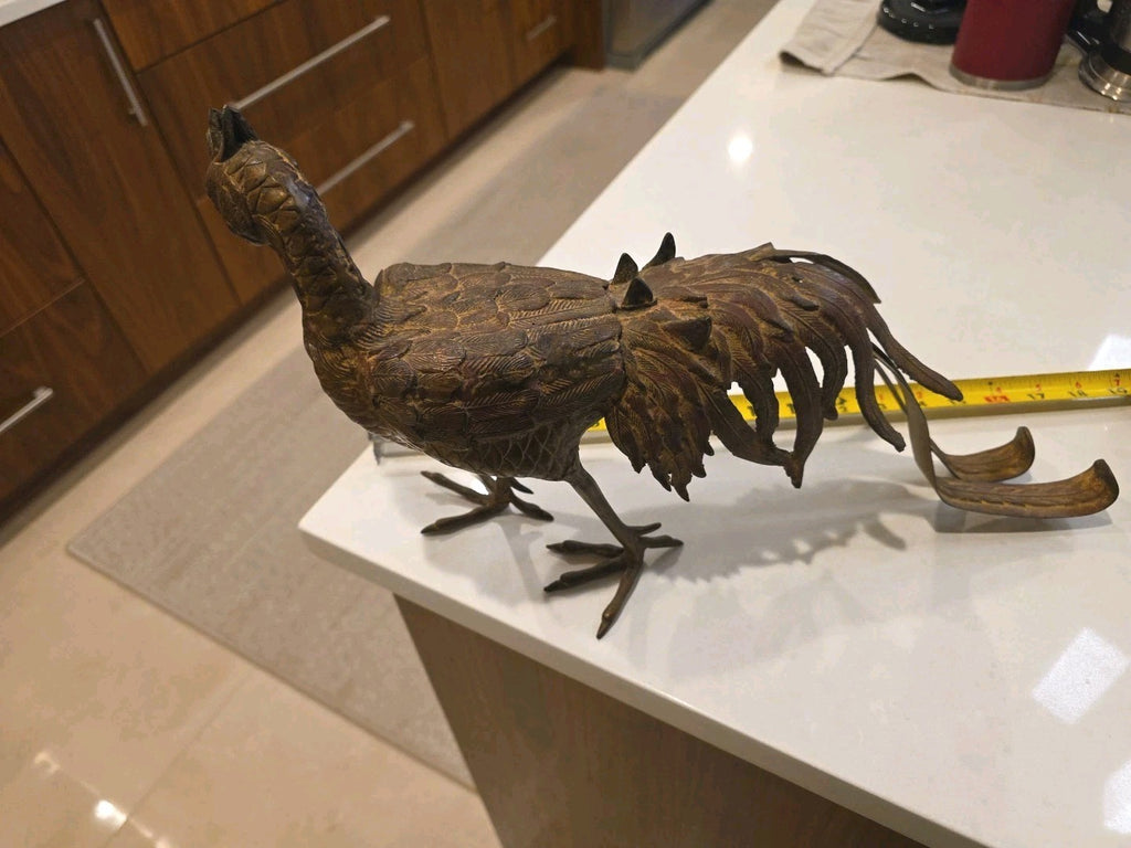 Vintage 17" x 11"  Chinese Solid Bronze Rooster