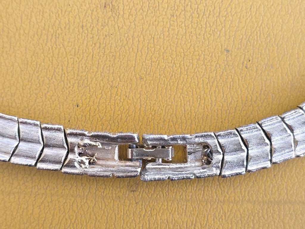 Vintage Clear Crystal Rhinestone 7 Row Tennis Choker Necklace