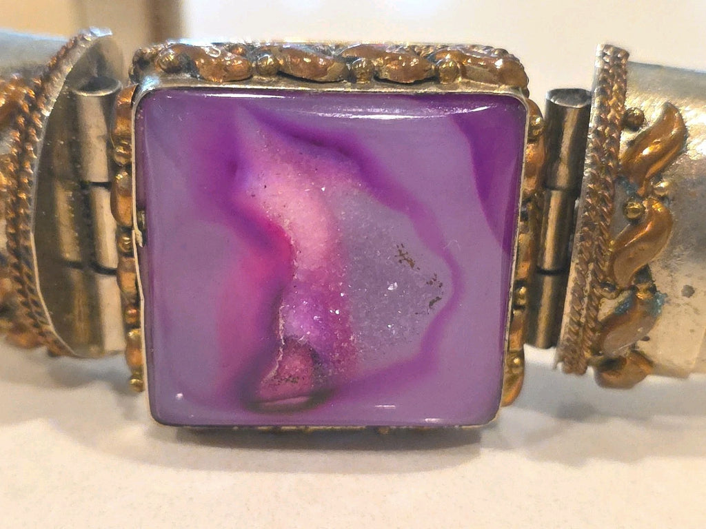 Tara Mesa Pink Drusy Quartz & Bone Bangle Bracelet