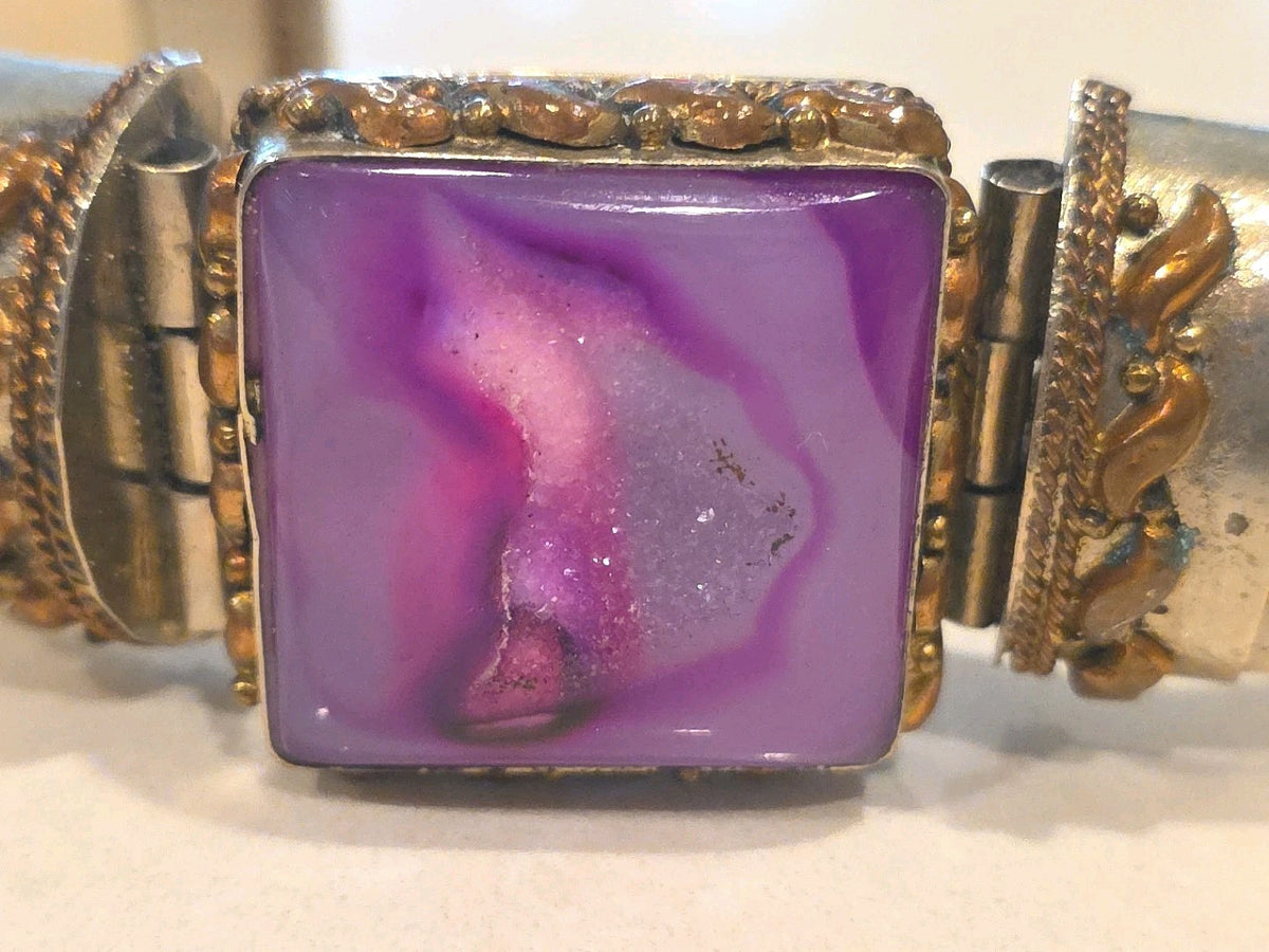 Tara Mesa Pink Drusy Quartz & Bone Bangle Bracelet