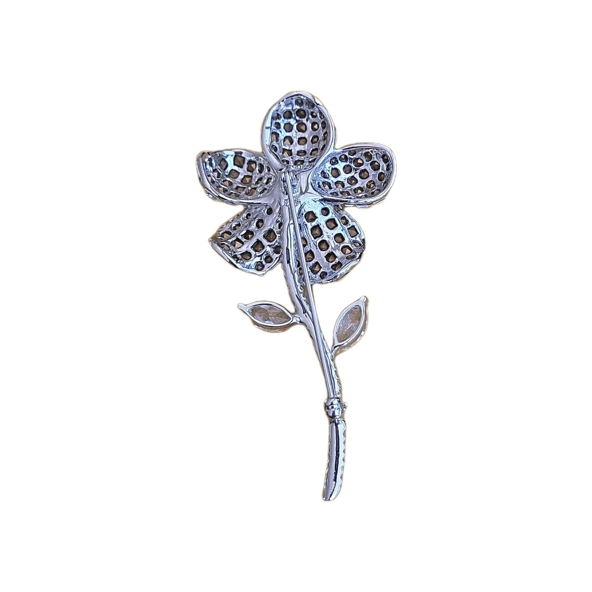 Flower Brooch 925 Sterling Silver Evening Wear Party Jewelry