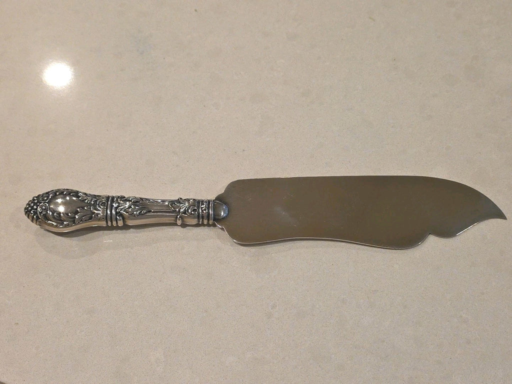 1900s Serving Knife Solid Sterling Silver Rococo Large 10 3/4" Rare