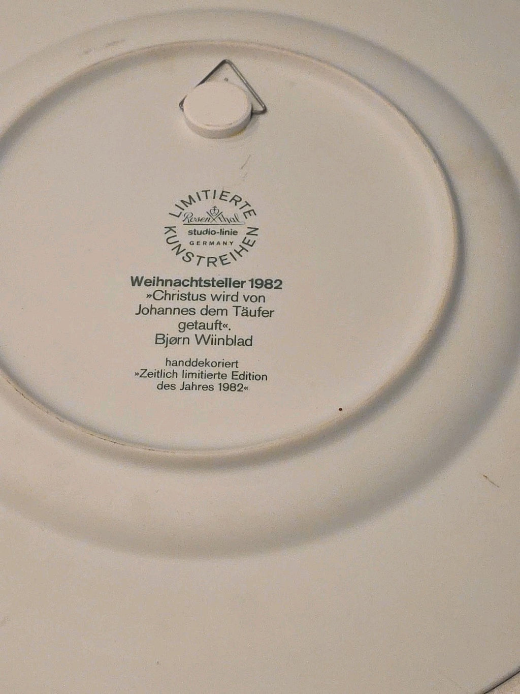 Rosenthal Porcelain 1982 Bjorn Wiinblad Christmas 'Christening of Christ' Plate