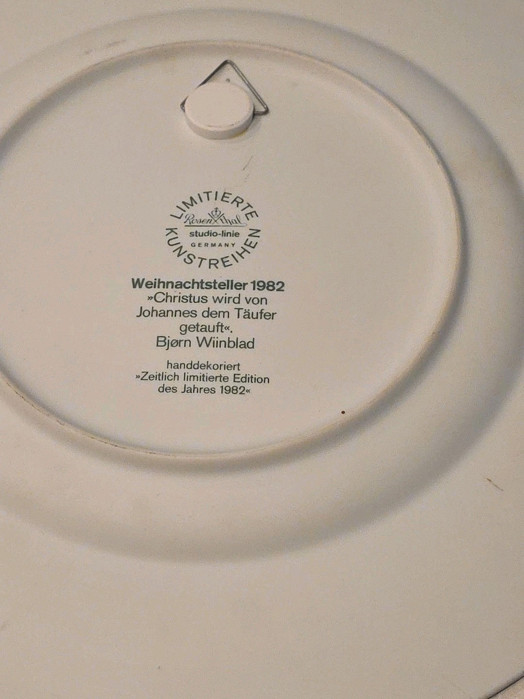 Rosenthal Porcelain 1982 Bjorn Wiinblad Christmas 'Christening of Christ' Plate