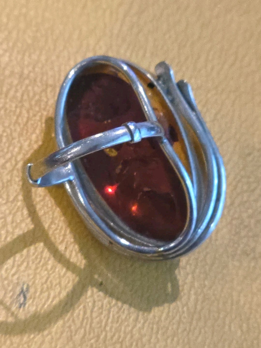 Vintage Sterling Silver Natural Amber Ring Women Size 7.5