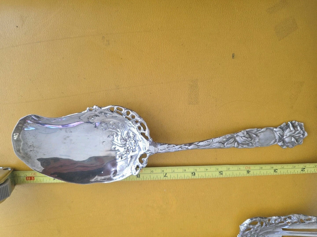 Bridal Rose by Alvin Sterling Silver Salad Serving Spoon 9 7/8" Heirloom