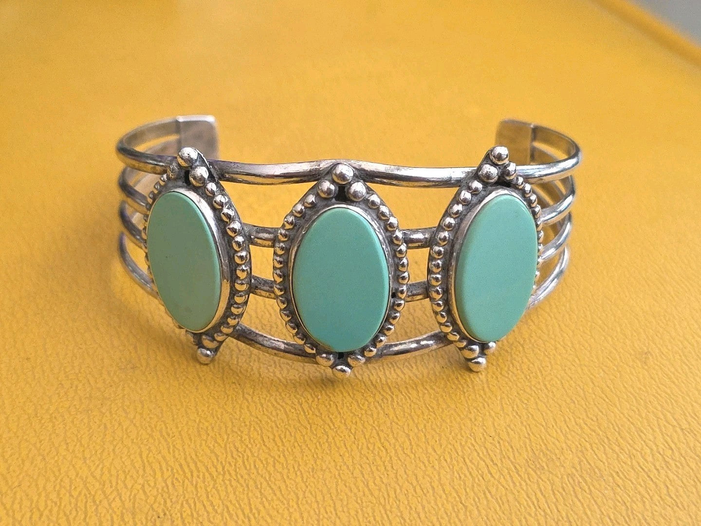 Vintage Early TRADING POST Silver Sleeping Beauty TURQUOISE Cuff Bracelets