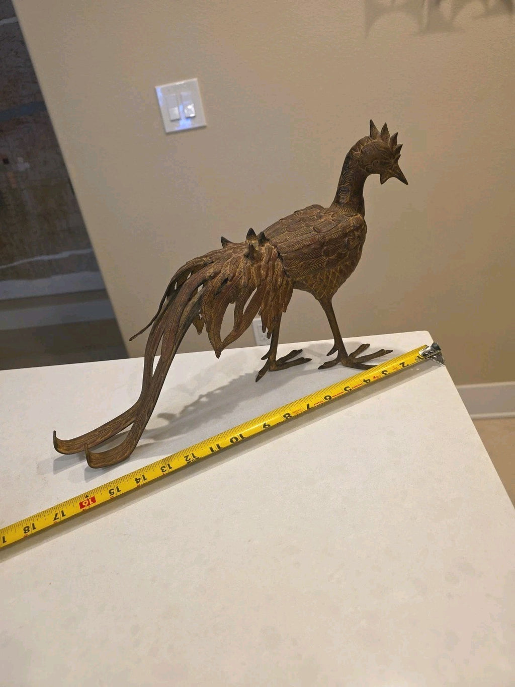 Vintage 17" x 11"  Chinese Solid Bronze Rooster