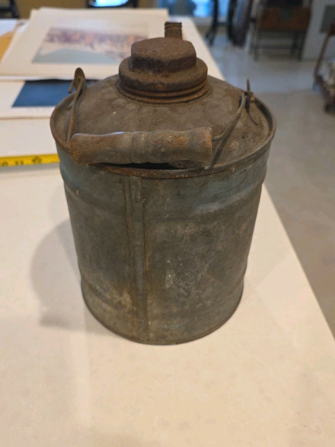 Vtg Canco Mini Small Gas Gasoline Oil Farm Station Farmhouse Metal Wood Tin Can