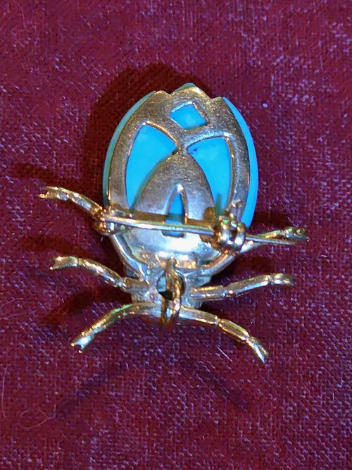 18k Yellow Gold With Diamond Pave Enamel Ladybug Brooch