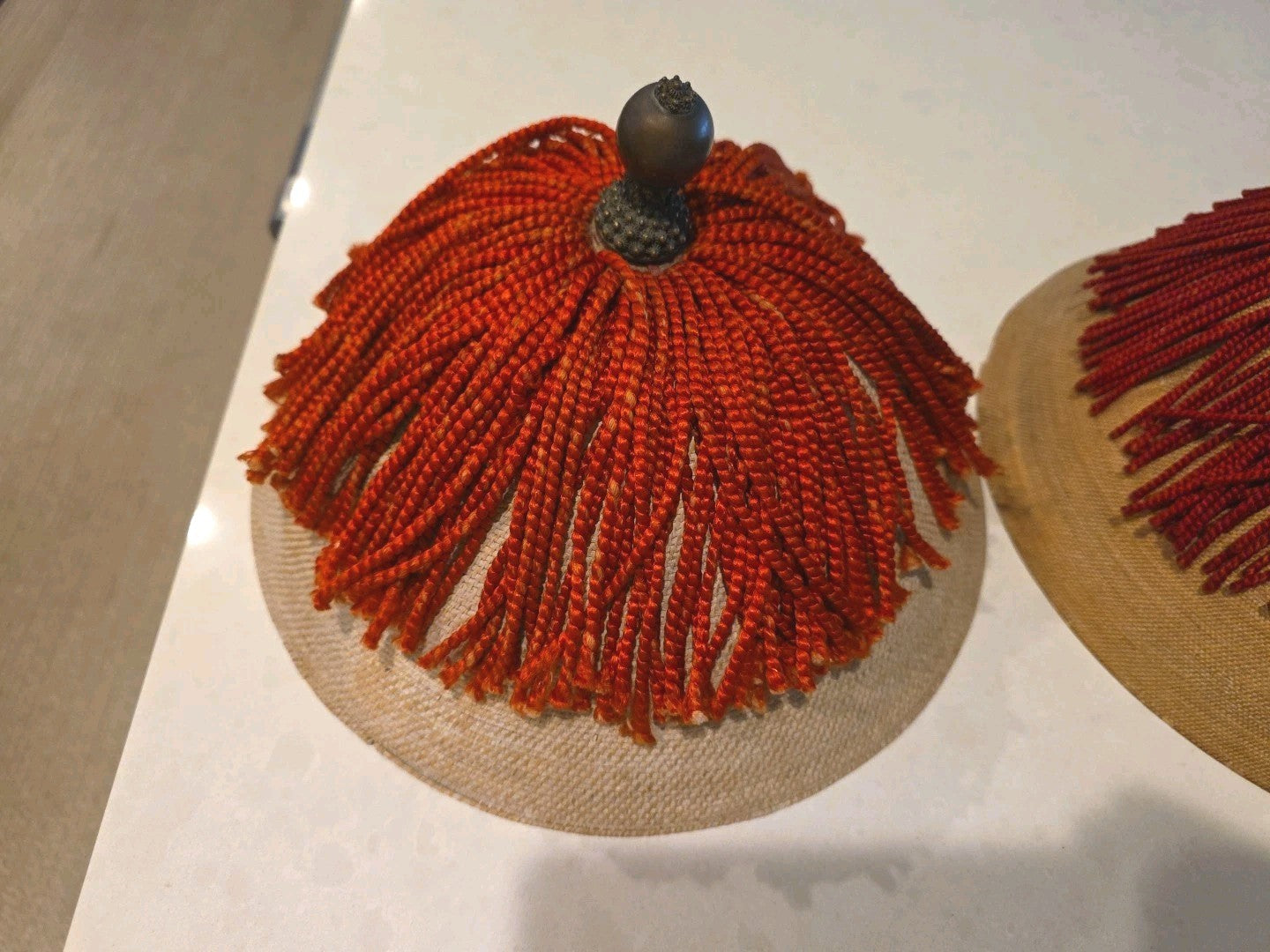 Pair of Antique Old Chinese 19th Century Court Officer Mandarin Hats