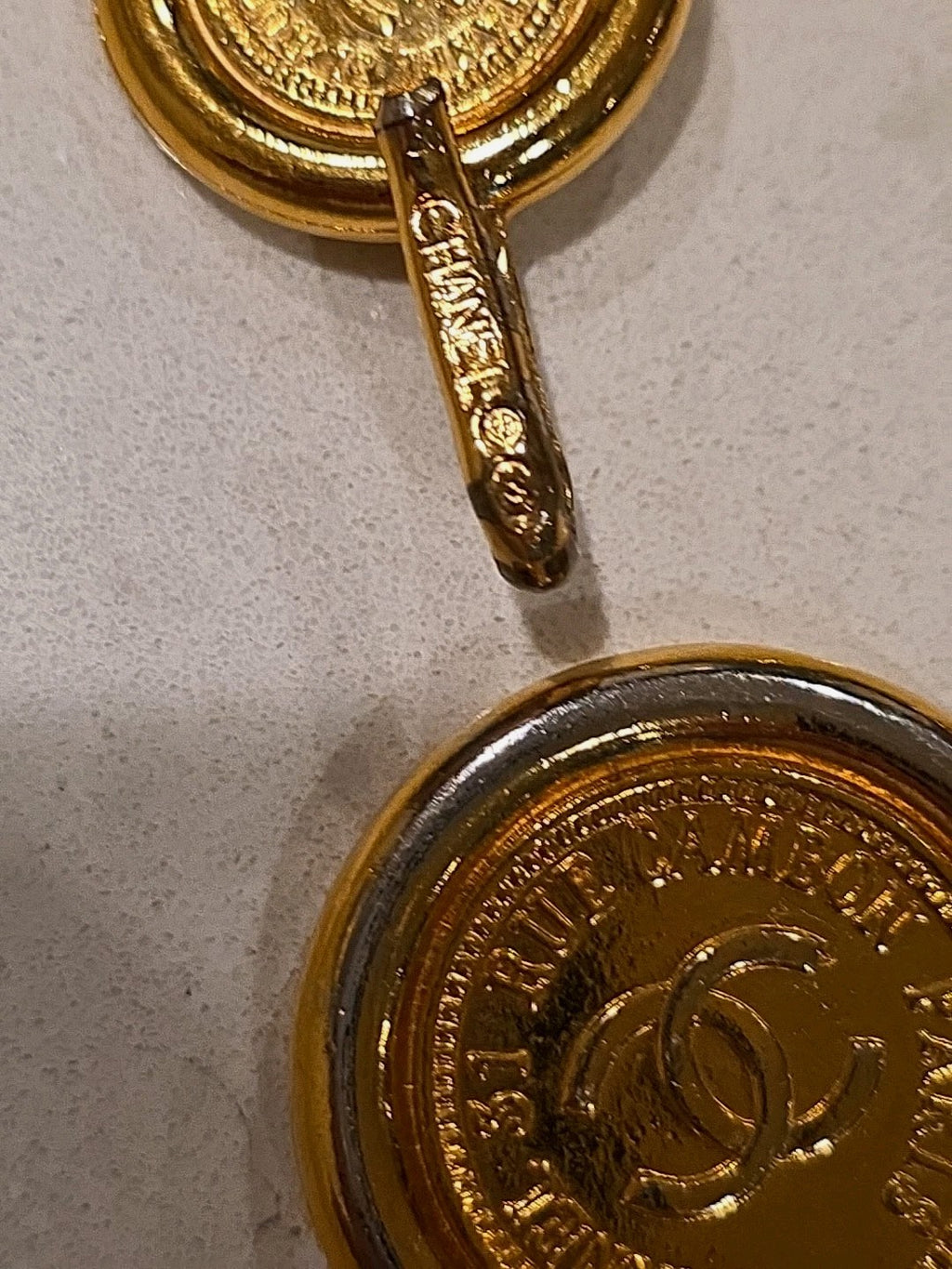 CHANEL Gold Plated CC Logos Medal Charm Vintage Chain Belt