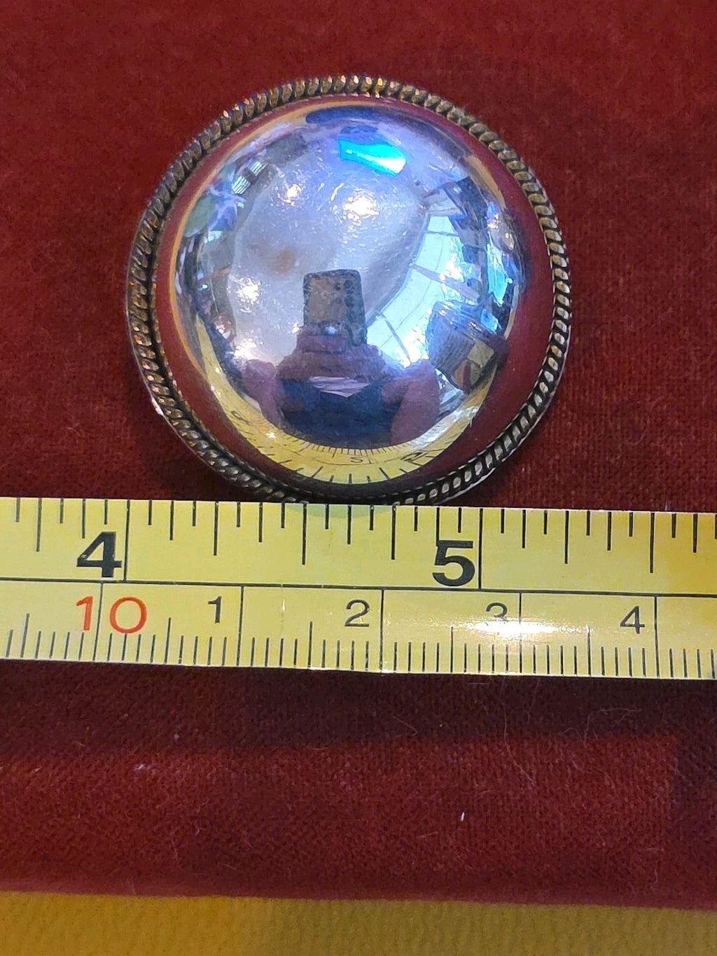 Huge 1 1/2 "  Vintage Round Taxco Sterling Silver Brass Trim Clip On Earrings