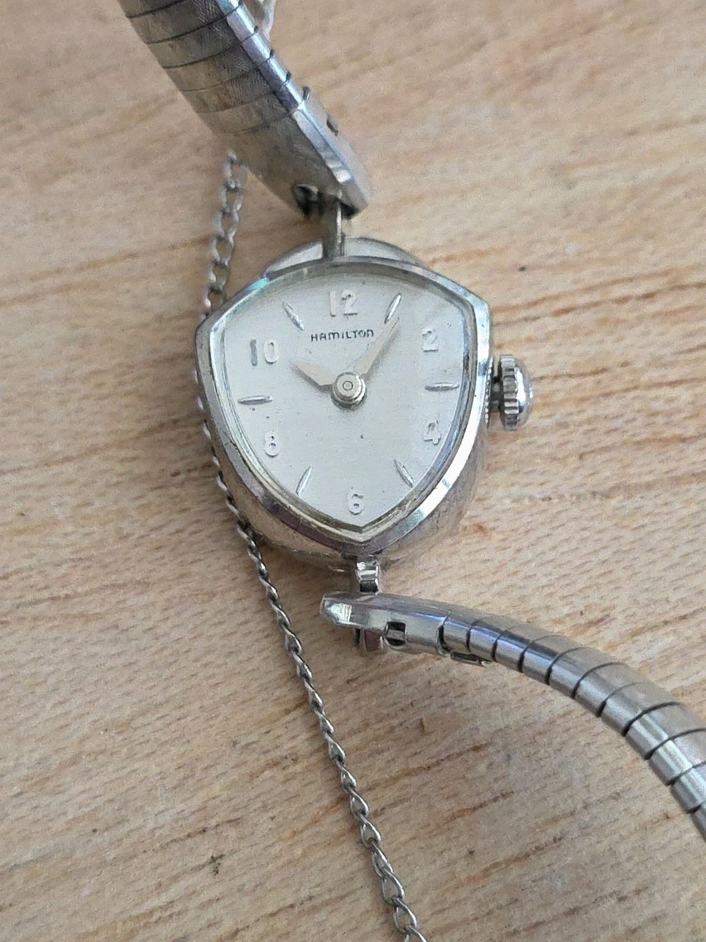 Hamilton Women Asymmetrical White 10k  Gold Filled Case White Dial Watch