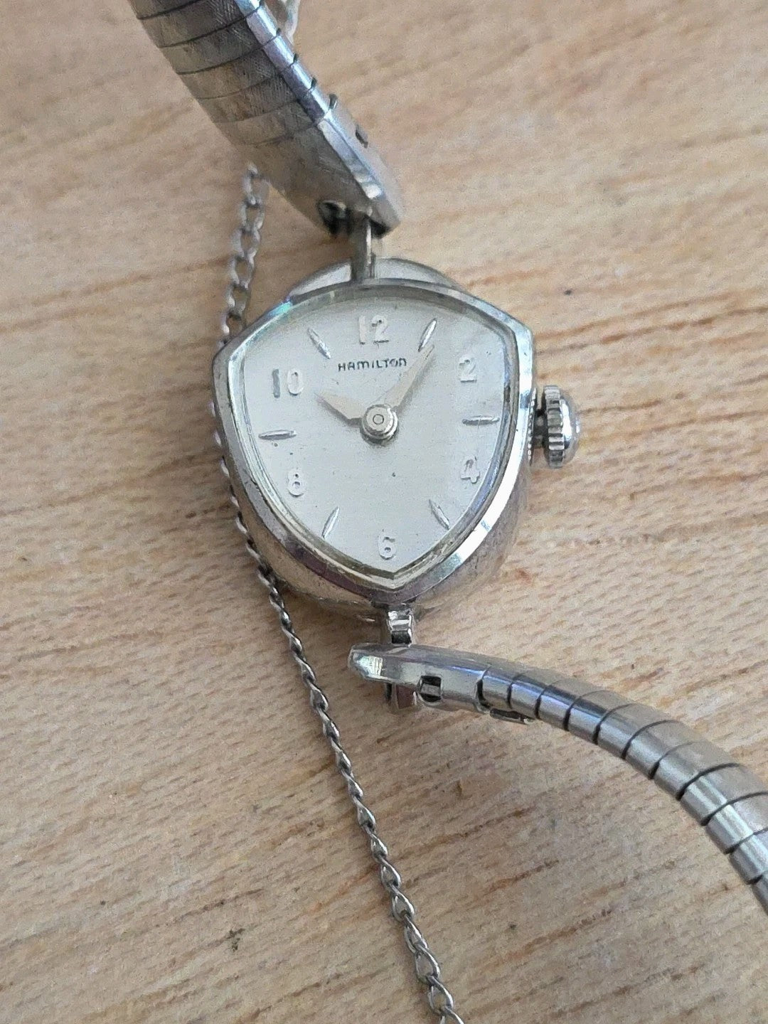 Hamilton Women Asymmetrical White 10k  Gold Filled Case White Dial Watch