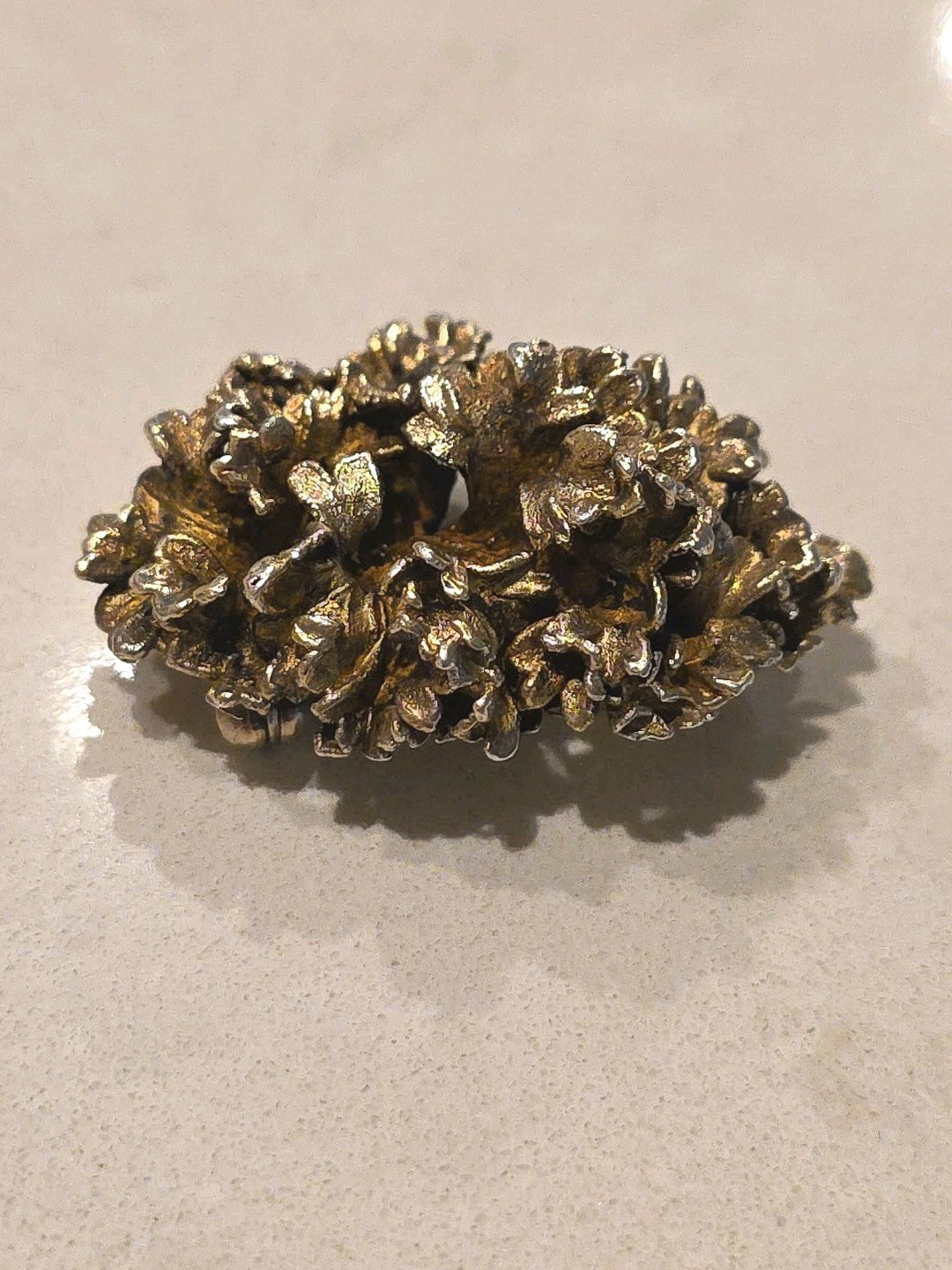 TILIA DENMARK 925 Silver  Vintage Sculpted Floral Design Brooch Pin