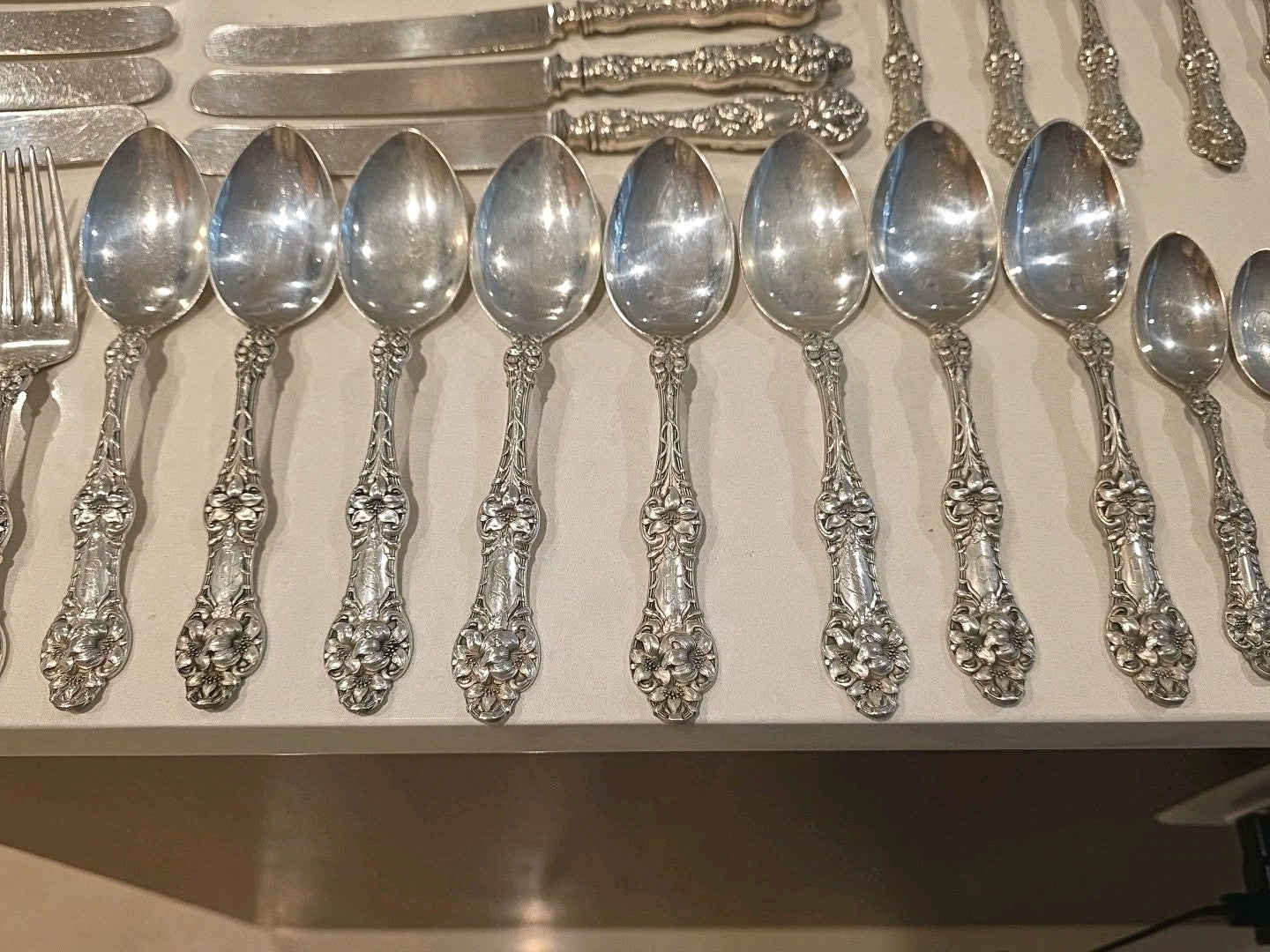 Old Orange Blossom by Alvin Sterling Silver Flatware Set Service 40 pcs