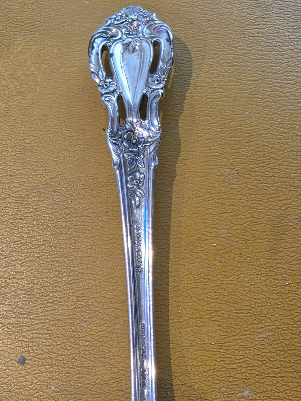 Lunt Sterling Silver Small Solid Cold Meat Serving Fork 7 3/4" Eloquence Pattern